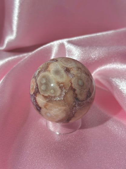 Brazilian pink amethyst x flower agate sphere