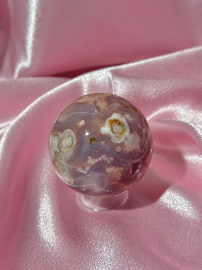 Colorful flower agate sphere from Madagascar *imperfect polish
