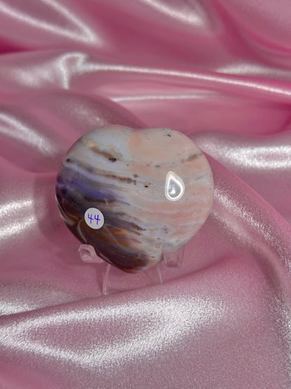 Ocean jasper heart + acrylic stand