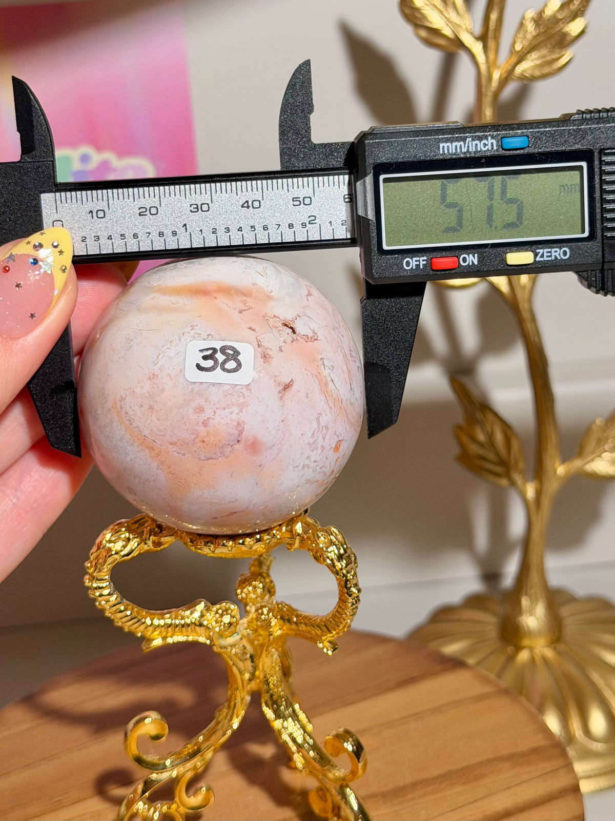 Pink carnelian sphere from Indonesia