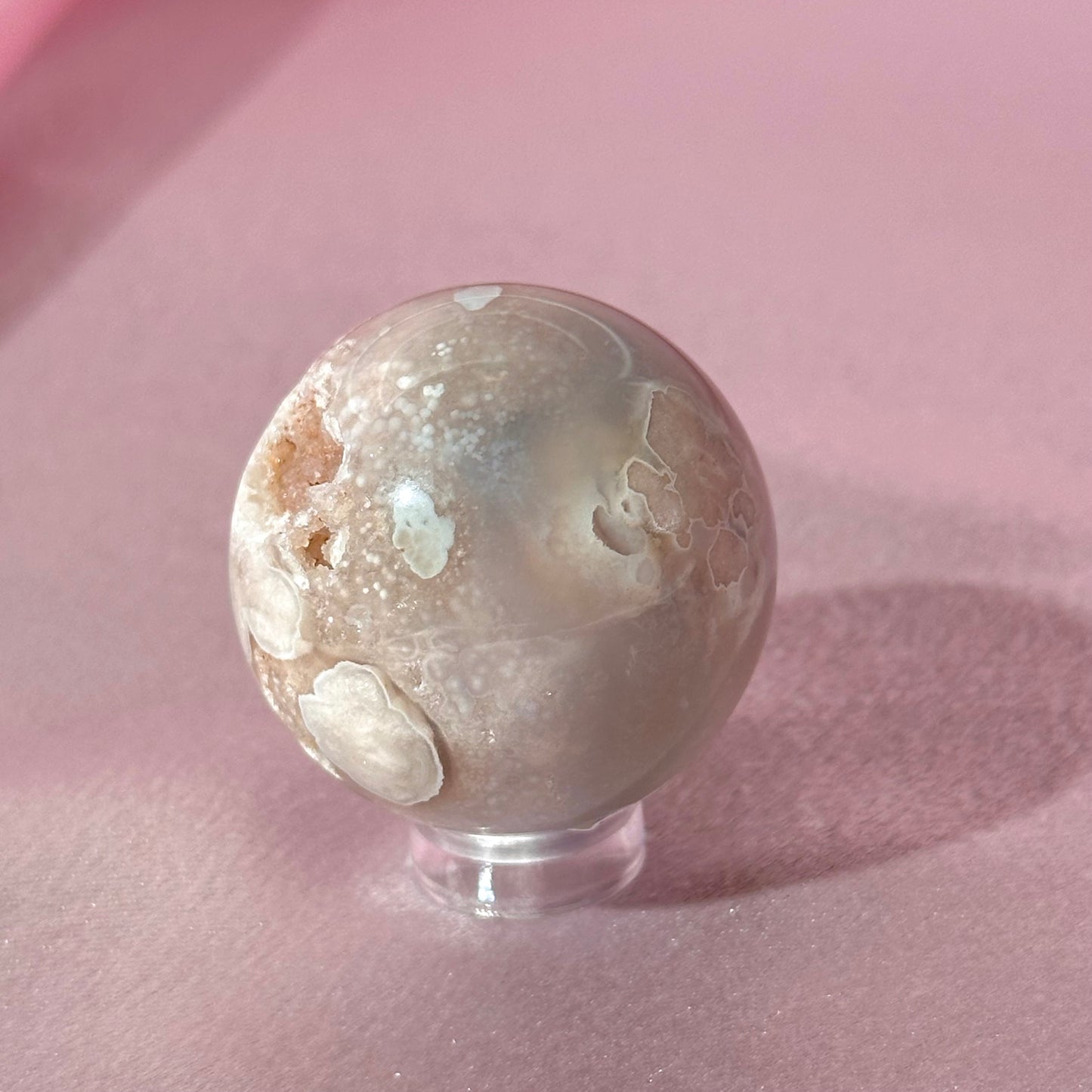 Pink amethyst flower agate sphere (P)