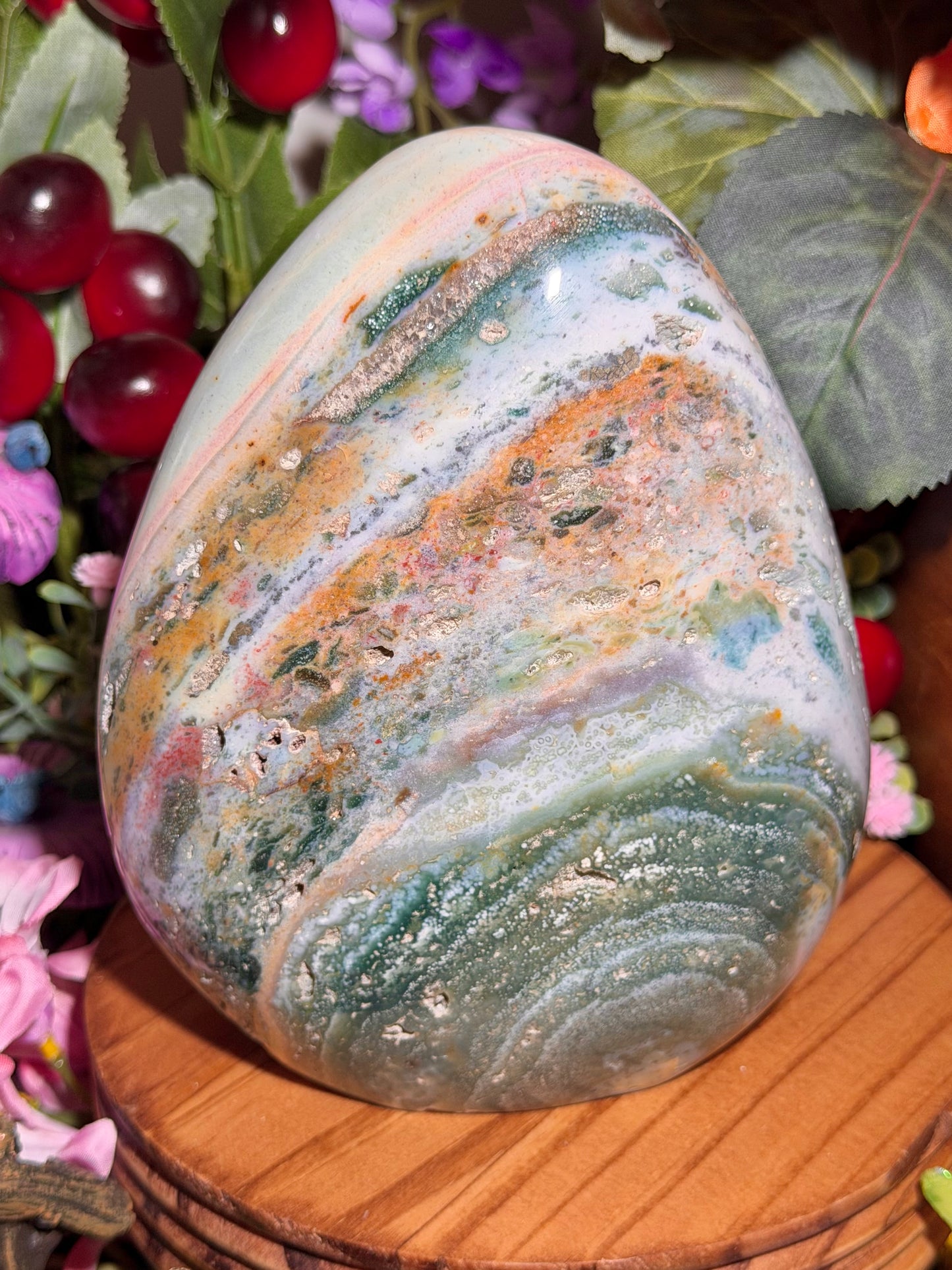 Large pastel rainbow sea jasper freeform