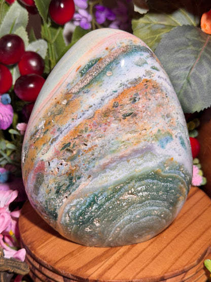 Large pastel rainbow sea jasper freeform