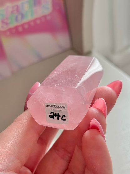 Baby pink rose quartz tower