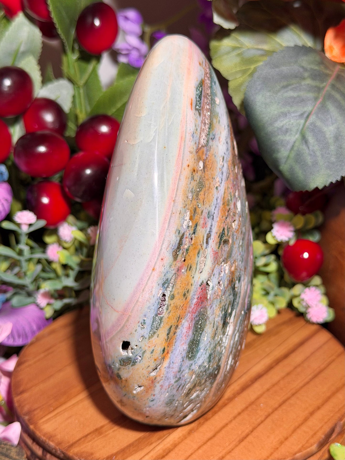 Large pastel rainbow sea jasper freeform
