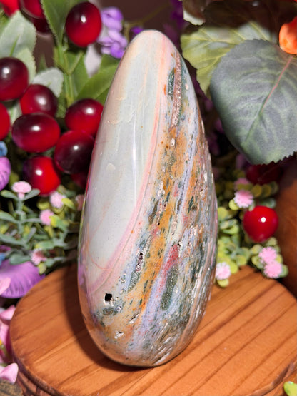 Large pastel rainbow sea jasper freeform