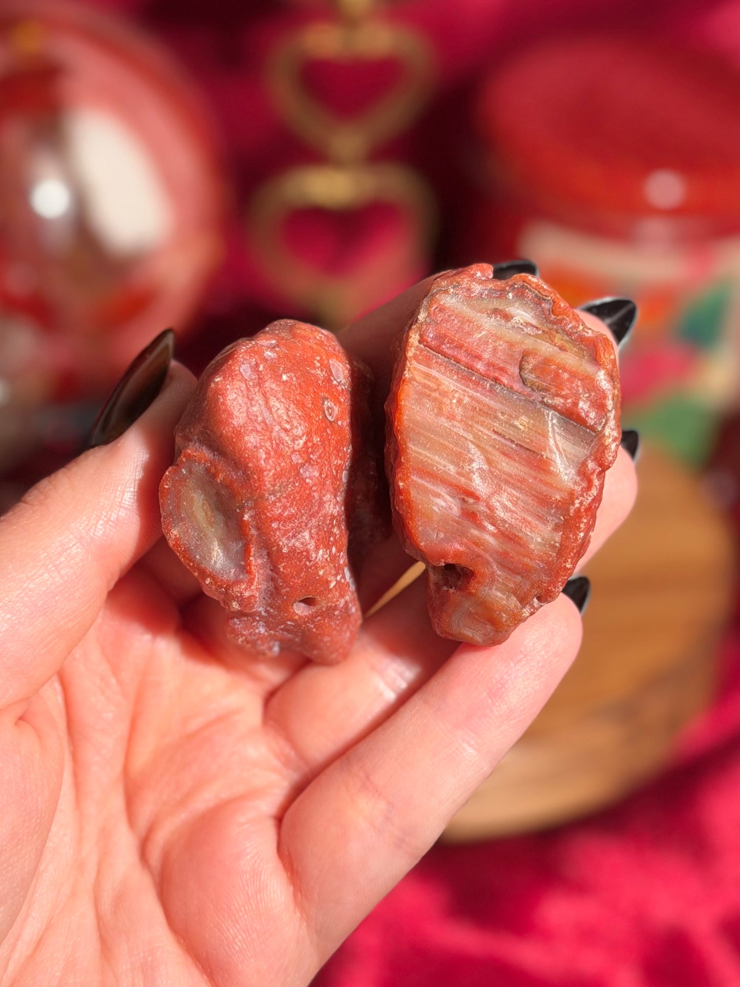 Fiery red Patagonia agate pair from Argentina