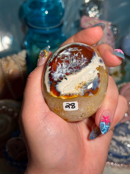 Carnelian x Orca agate oversized palmstone