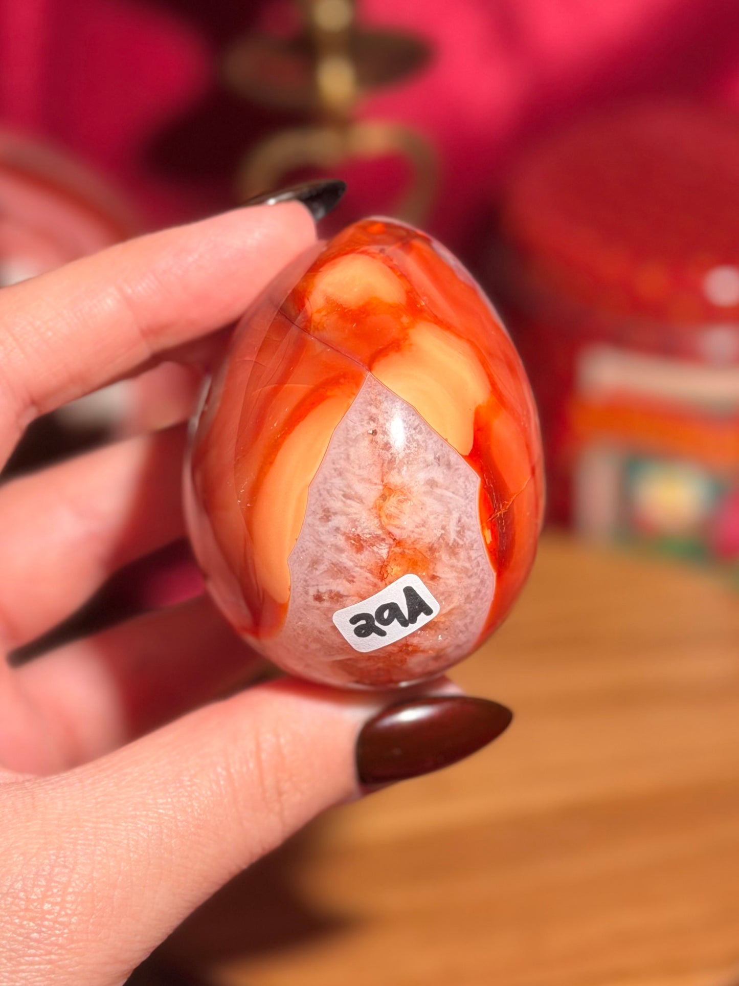 Quartzy carnelian egg 29A