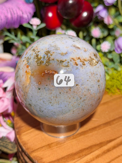 Orbicular sea jasper sphere