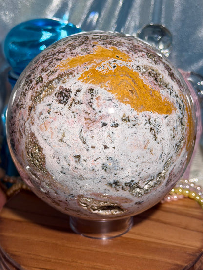 Statement Pastel Rainbow orbicular Veinless Ocean Jasper™ sphere from Madagascar - 5lbs, 2.2kg