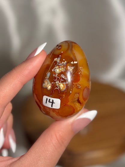 Mossy caramel carnelian egg