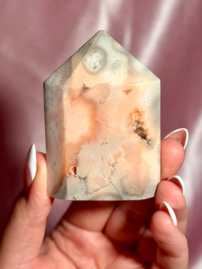 Pink Plume Agate Domino Tower (D)