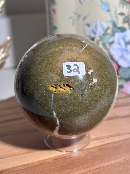 Beachy confetti sea jasper sphere
