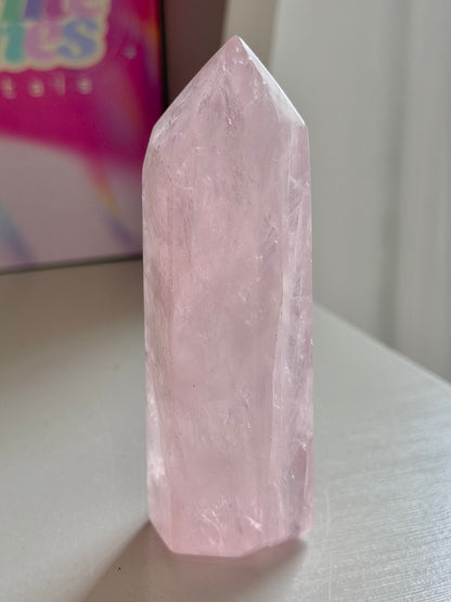 Baby pink rose quartz tower