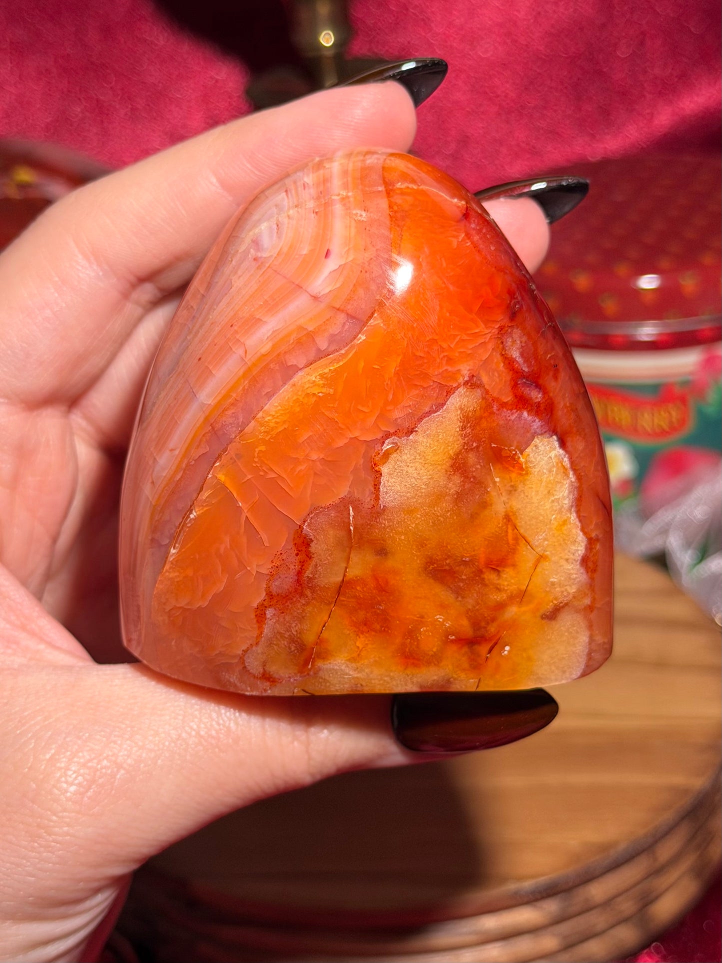 Pink banded carnelian freeform