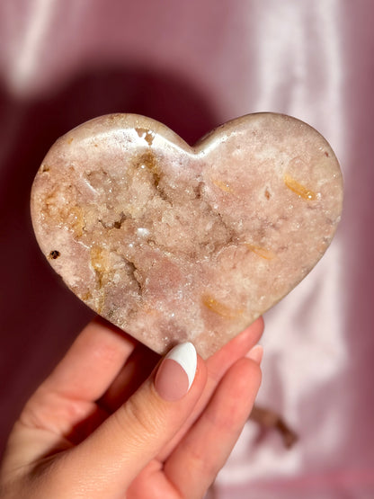 Brazilian Pink Amethyst Heart On Stand