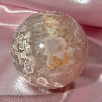Pink amethyst flower agate sphere (D)