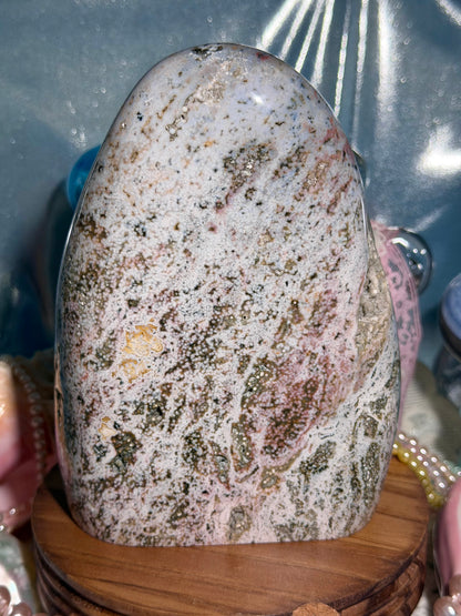 Statement Pastel Rainbow Orbicular Veinless Ocean Jasper™ freeform from Madagascar