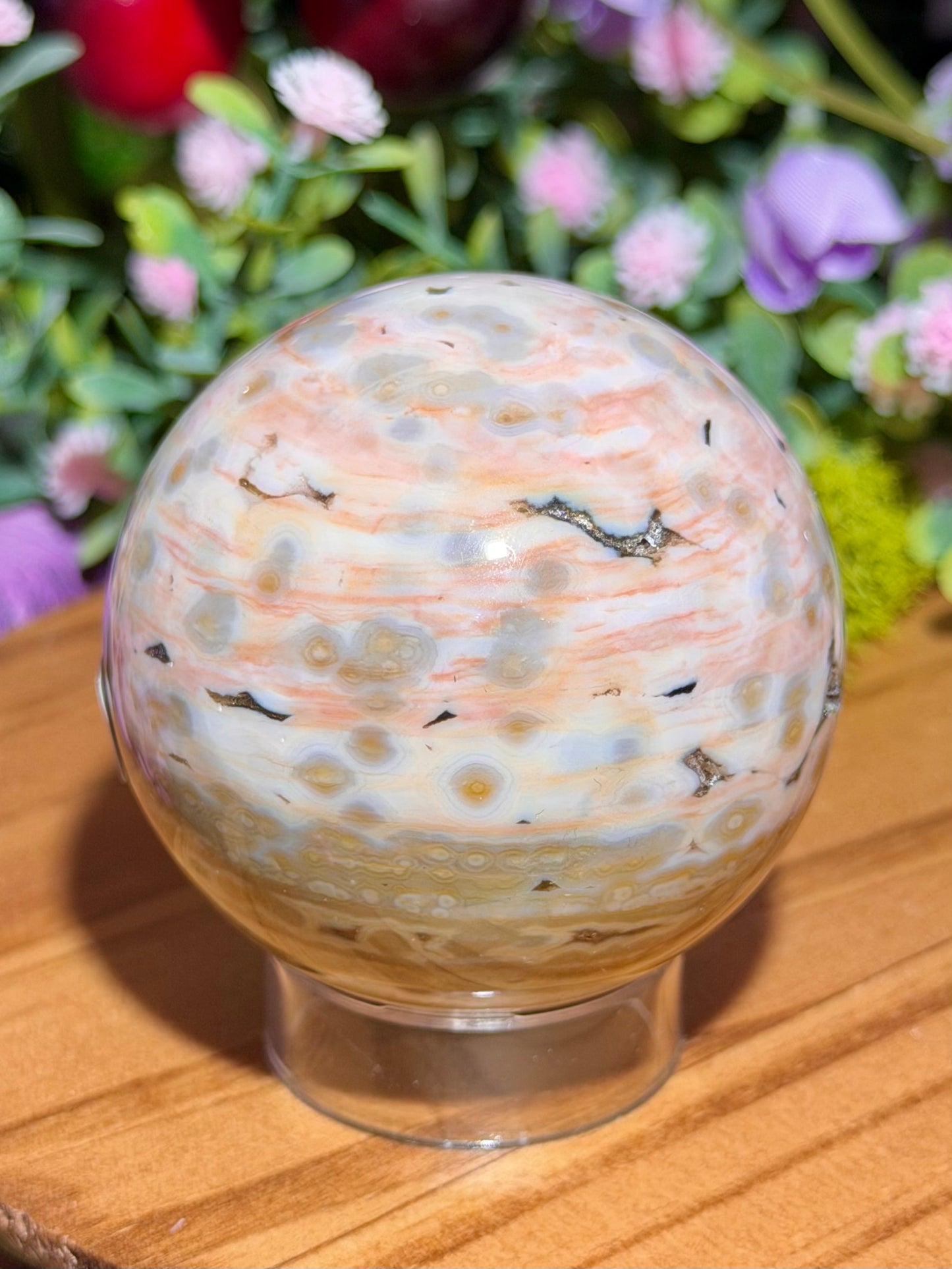 Pink 8th Vein Ocean Jasper sphere