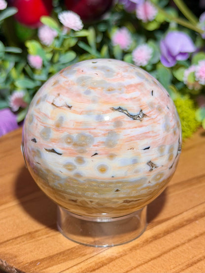 Pink 8th Vein Ocean Jasper sphere