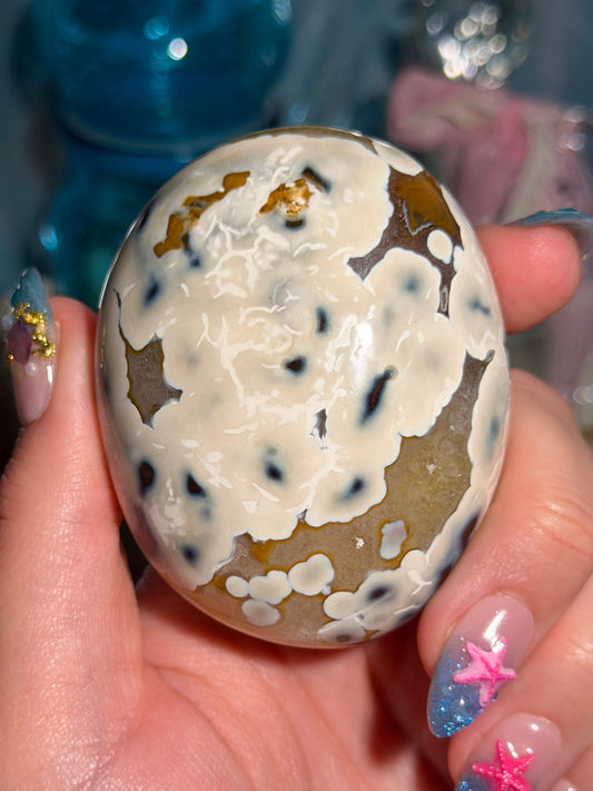 Carnelian x Orca agate oversized palmstone
