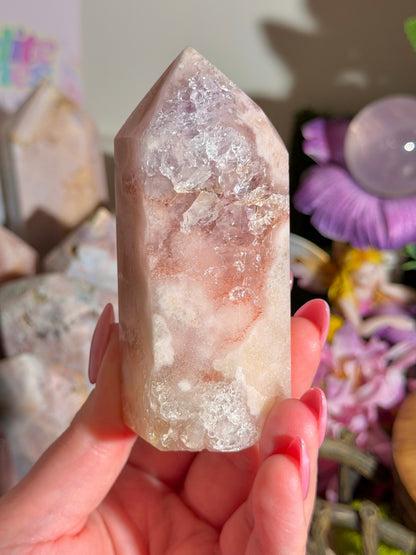 Peachy pink amethyst tower from Brazil