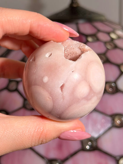 Pastel druzy Pink amethyst x flower agate sphere