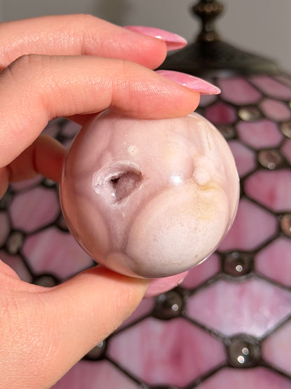 Pastel druzy Pink amethyst x flower agate sphere