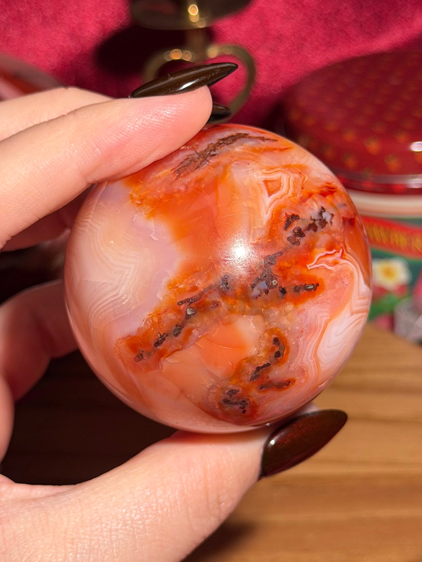 Pastel pink carnelian sphere
