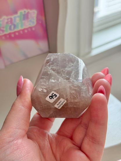 Shimmery blue rose quartz tower