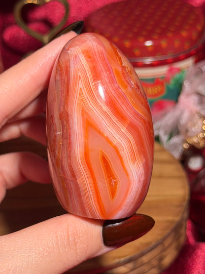 Peachy banded carnelian freeform