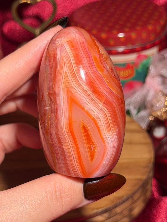 Peachy banded carnelian freeform