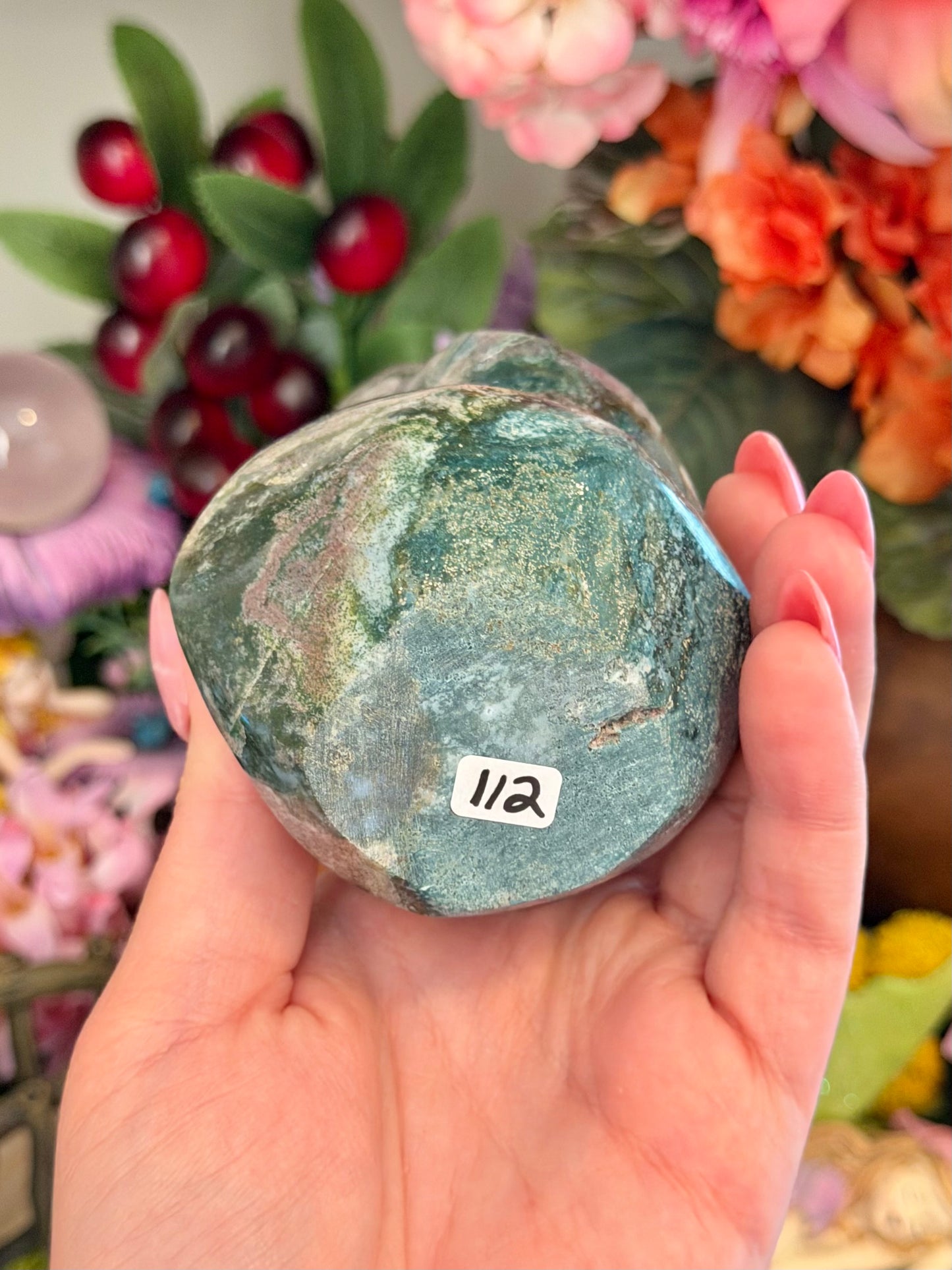 Lilac and green pastel sea jasper flame