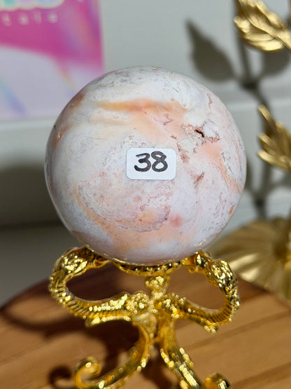 Pink carnelian sphere from Indonesia