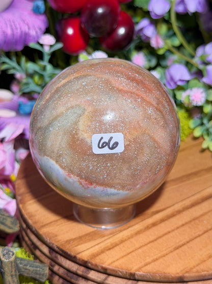 Pink sea jasper sphere