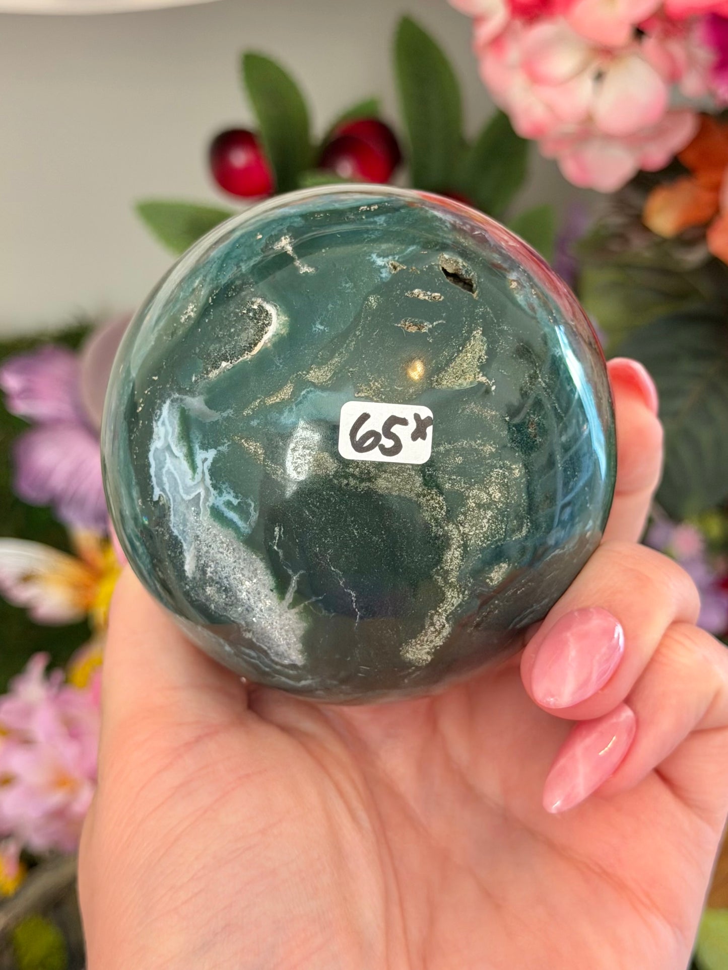 Fairy green polychrome jasper sphere *imperfect