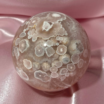Pink amethyst flower agate sphere (D)