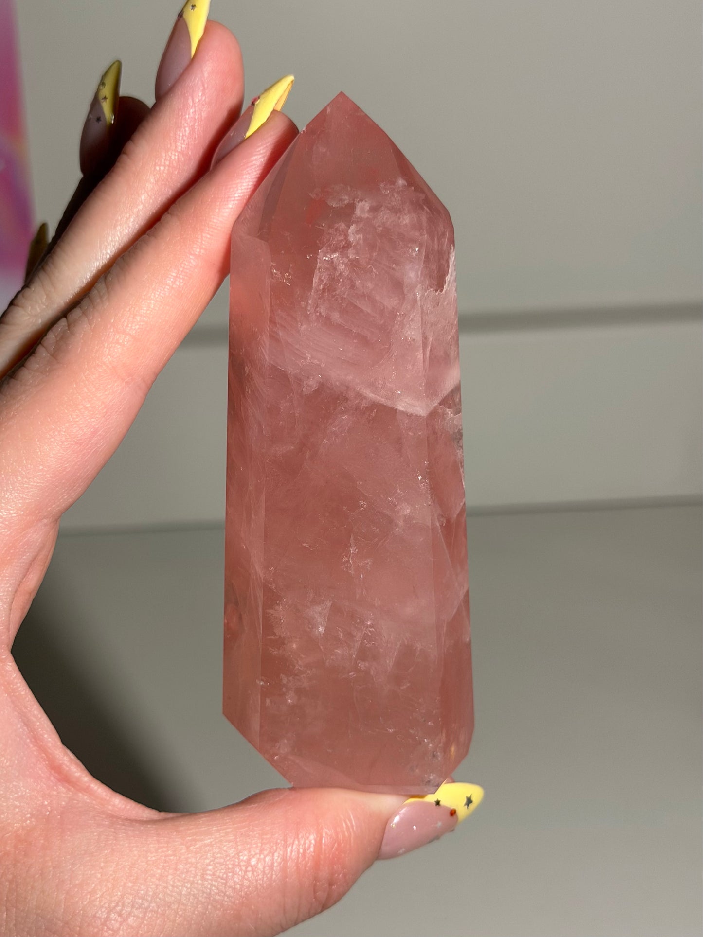 HQ Saturated Strawberry Brazilian Rose Quartz Tower (112) ⟢