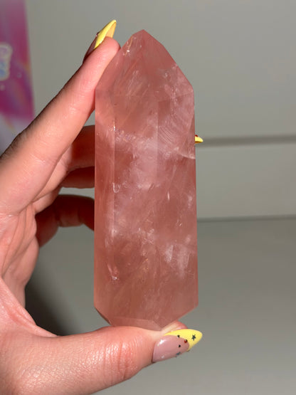 HQ Saturated Strawberry Brazilian Rose Quartz Tower (112) ⟢