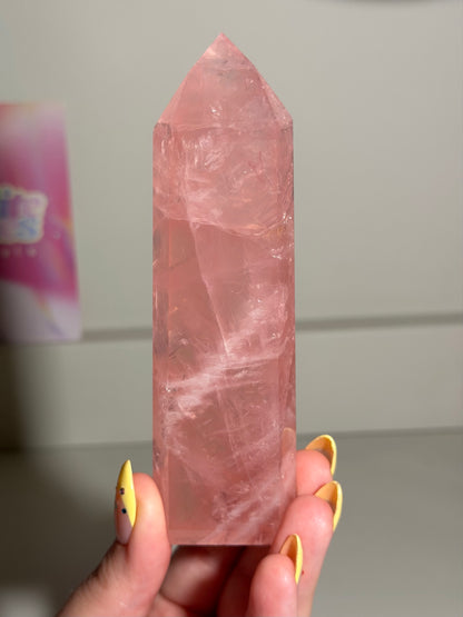 HQ Saturated Strawberry Brazilian Rose Quartz Tower (104) ⟢