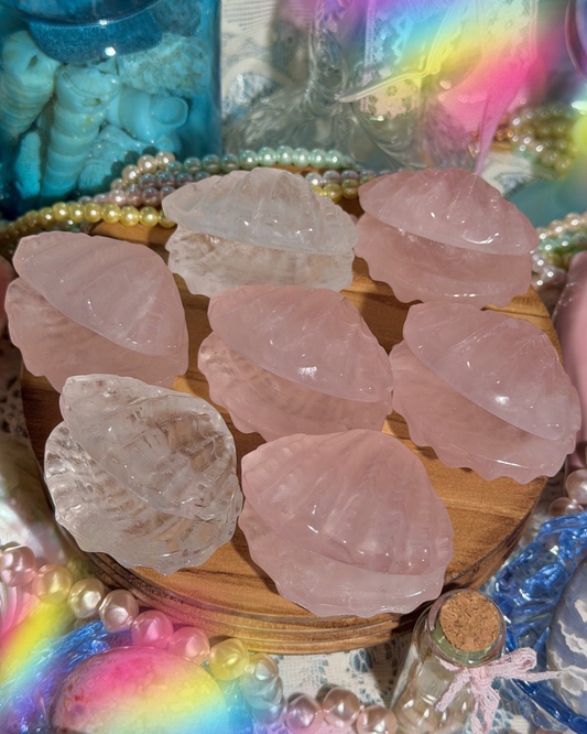 Intuitively Selected: Rose quartz OR Clear quartz small clam shell carvings