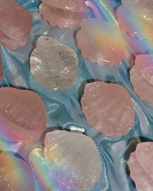 Intuitively Selected: Rose quartz OR Clear quartz small clam shell carvings