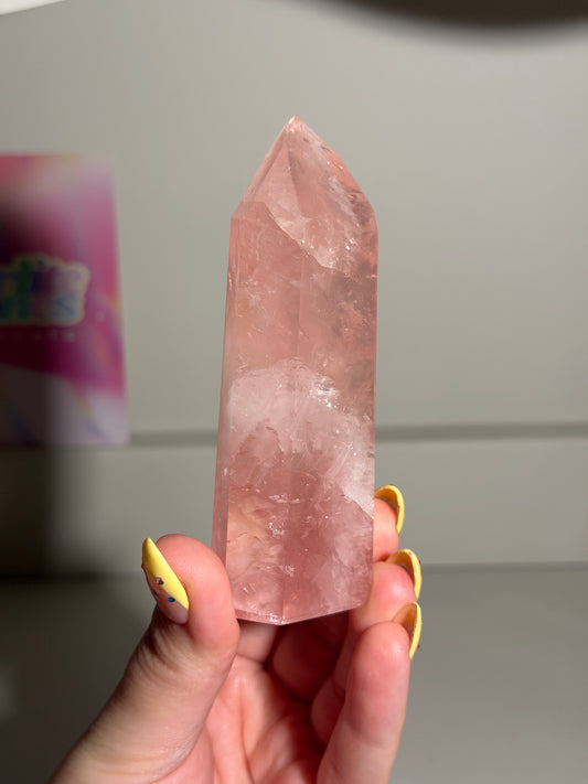 HQ Saturated Strawberry Brazilian Rose Quartz Tower (74) ⟢