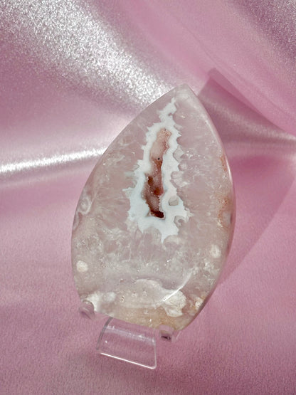 Flower agate freeform *does not self stand! + Acrylic stand