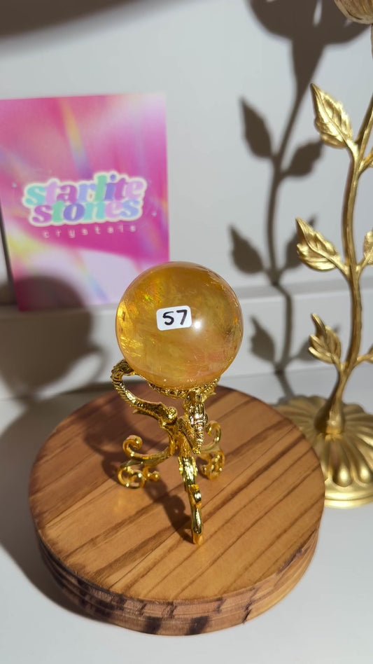 Golden honey optical calcite sphere