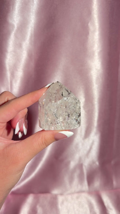 Brazilian Clear Crackle Quartz Tower
