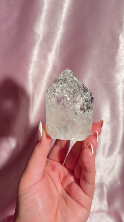 Brazilian Clear Crackle Quartz Tower