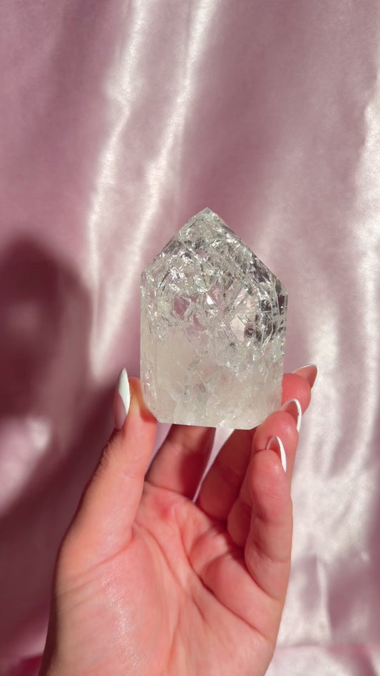 Brazilian Clear Crackle Quartz Tower