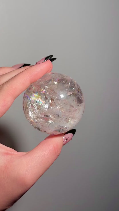 HQ rainbow clear quartz sphere